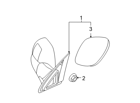 2010 Dodge Ram 1500 Outside Mirrors Mirror-Outside Rearview Diagram for 1QL201R4AF