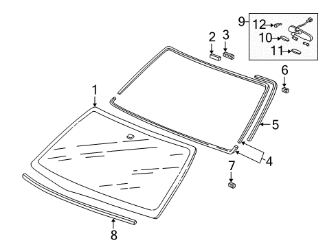 2002 Acura MDX Windshield Glass Seal, FR. Windshield Molding (Lower) Diagram for 73129-S3V-A00