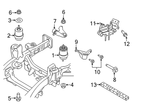 2021 Ford Bronco Engine & Trans Mounting Top Nut Diagram for -W716545-S439L