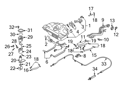 2002 Nissan Sentra Fuel System Components Bolt Diagram for 01121-04831
