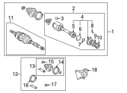2001 Toyota MR2 Spyder Axle Shaft - Rear Outer Joint Assembly Diagram for 43460-19766