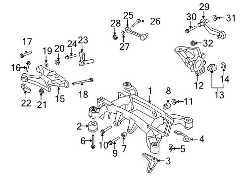 2013 BMW X5 Rear Suspension, Lower Control Arm, Upper Control Arm, Ride Control, Stabilizer Bar, Suspension Components Rubber Mount Wishbone, Right Diagram for 33326796002