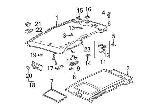 2003 Buick Rendezvous Interior Trim - Roof Lamp, Dome & Reading Diagram for 10408627