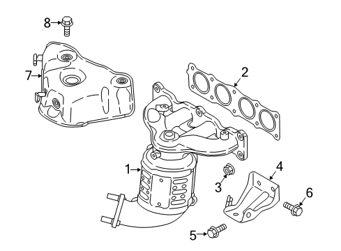 2017 Hyundai Santa Fe Sport Exhaust Manifold Exhaust Manifold Catalytic Assembly Diagram for 28510-2GCA0