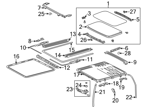 1997 Toyota RAV4 Sunroof Cable, Sliding Roof Drive, LH Diagram for 63224-22030