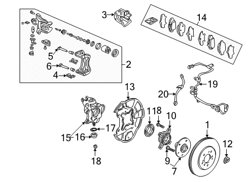 1991 Acura NSX Anti-Lock Brakes Sensor Assembly, Right Front Diagram for 57450-SL0-030