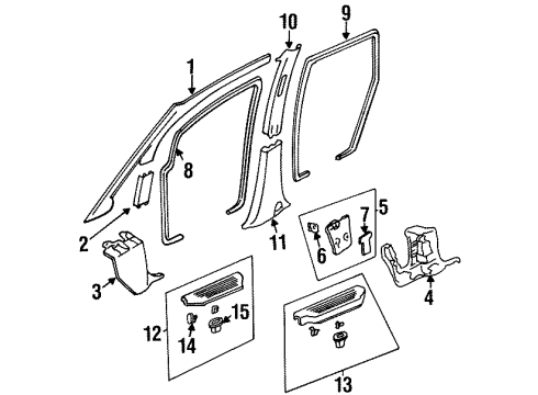 1996 Honda Odyssey Interior Trim - Pillars, Rocker & Floor Garnish, R. FR. Pillar (Lower)*NH220L* (CLEAR GRAY) Diagram for 84103-SX0-A00ZB