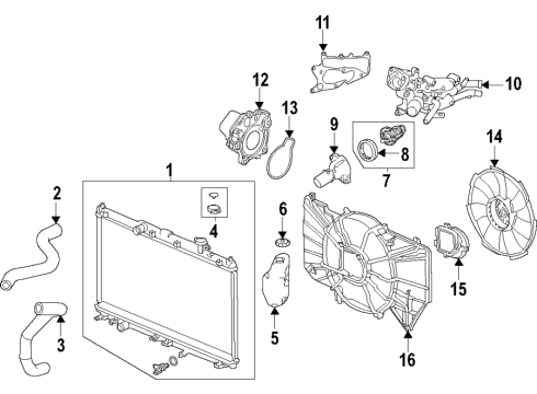 2020 Honda CR-V Cooling System, Radiator, Water Pump, Cooling Fan Fan Complete, Cooling Diagram for 19020-5TZ-H01