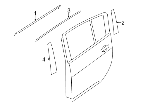 2019 Nissan Leaf Exterior Trim - Rear Door Moulding-Rear Door Sash, Front RH Diagram for 82282-4NP0A