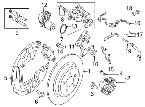 2018 Ford Edge Brake Components Rear Speed Sensor Diagram for DG9Z-2C190-K