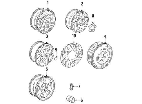 1993 Dodge Intrepid Wheels, Covers & Trim Cap-POLYCAST Wheel Diagram for 4582716