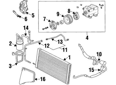 1996 Mercury Sable A/C Condenser, Compressor & Lines AC Hose Diagram for F6DZ19D734AD