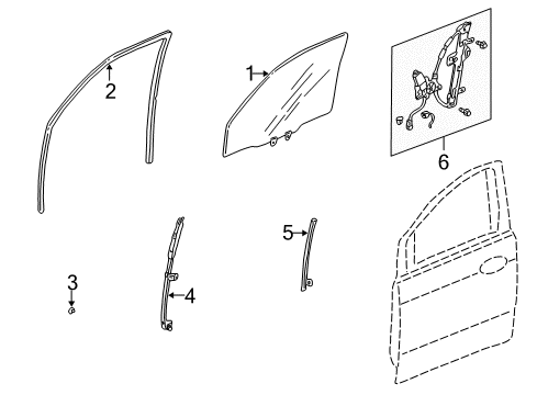 1999 Honda Odyssey Front Door Channel, Right Front Door Run Diagram for 72235-S0X-A01