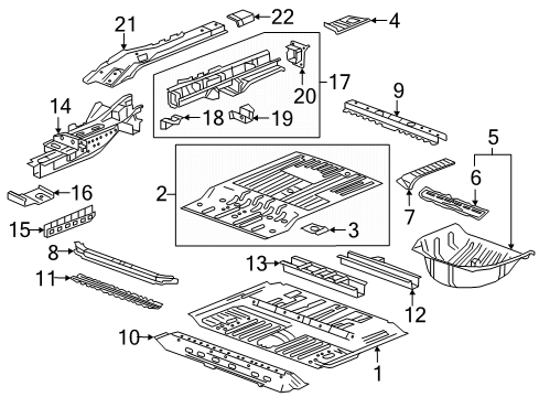 2021 Cadillac XT6 Rear Floor & Rails Rear Floor Pan Diagram for 84782948