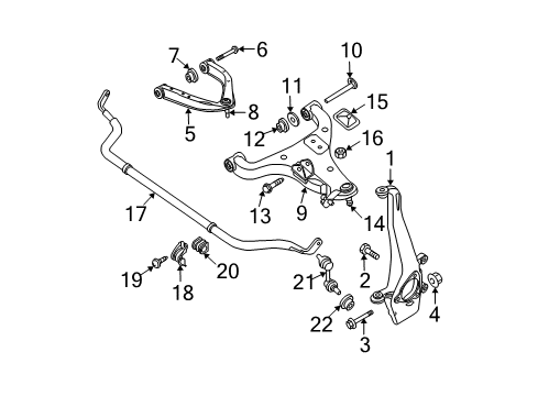 2005 Nissan Frontier Front Suspension Components, Lower Control Arm, Upper Control Arm, Stabilizer Bar Rod-Connecting, Rear Stabilizer Diagram for 56261-7S010