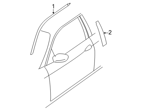 2000 Kia Spectra Exterior Trim - Front Door Kit, Side Molding LH Diagram for US980AY0174R