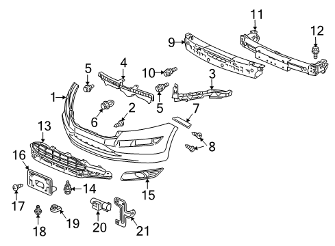 2010 Honda Accord Crosstour Automatic Temperature Controls Garnish, R. FR. Foglight Diagram for 71102-TP6-A00