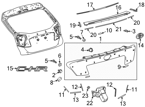 2018 Toyota C-HR Parking Aid Handle Plate Nut Diagram for 90179-06359