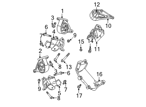 1999 Jeep Grand Cherokee Engine & Trans Mounting Cover-Dust Structural Diagram for 53020885