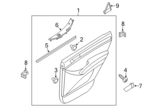 2009 Hyundai Veracruz Rear Door Weatherstrip-Rear Door Belt Inside RH Diagram for 83241-3J000