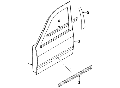 1994 Nissan Sentra Front Door & Components, Exterior Trim Moulding Assy-Front Door Outside, LH Diagram for 80821-50Y01