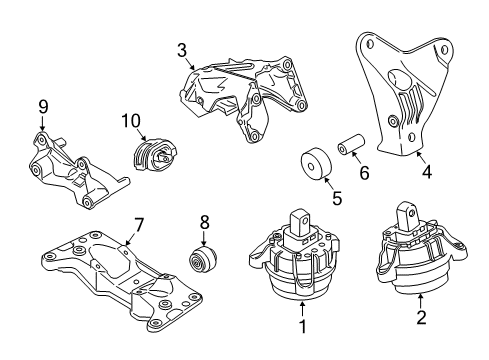 2011 BMW 740i Engine & Trans Mounting Engine Mount Bracket Right Diagram for 22116777606