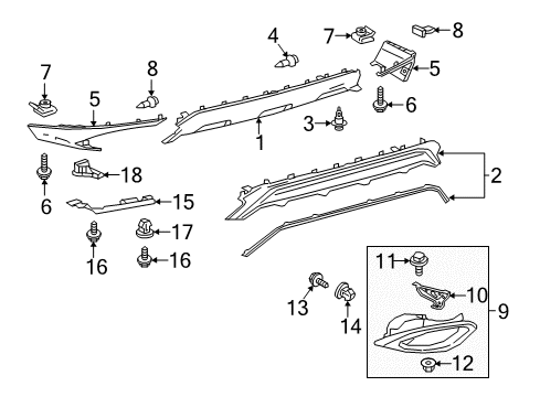 2018 Lexus RX350 Rear Bumper Extension Sub-Assembly Diagram for 52106-48020