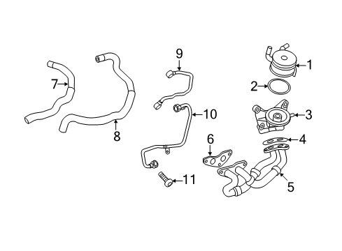 2016 Toyota Sienna Engine Oil Cooler Gasket, Oil Hole Cover Diagram for 11496-31010