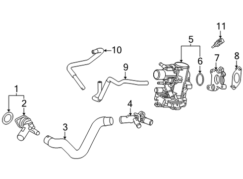 2022 Lexus NX350 Hoses & Pipes HOSE, WATER BY-PASS Diagram for 16264-25040