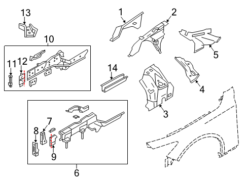 2016 Infiniti Q50 Structural Components & Rails Housing Assy-Front Strut, LH Diagram for 64121-6HA0A