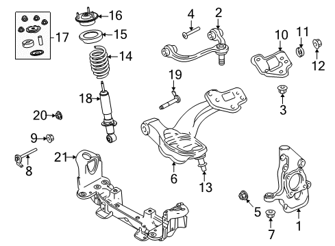 2003 Lincoln Town Car Front Suspension Components, Lower Control Arm, Upper Control Arm, Stabilizer Bar Upper Control Arm Diagram for 6W1Z-3085-N
