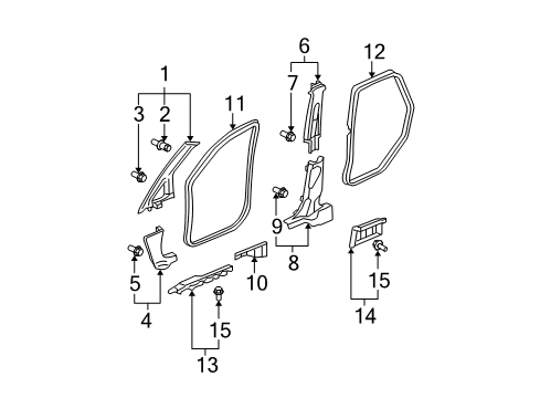 2007 Honda Fit Interior Trim - Pillars, Rocker & Floor Garnish Assy., R. Center Pillar (Lower) *NH167L* (GRAPHITE BLACK) Diagram for 84121-SLN-A01ZA