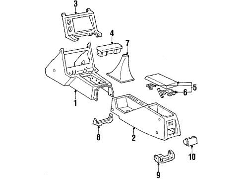 1985 Toyota Celica Center Console Console Assembly Diagram for 58802-14050-01