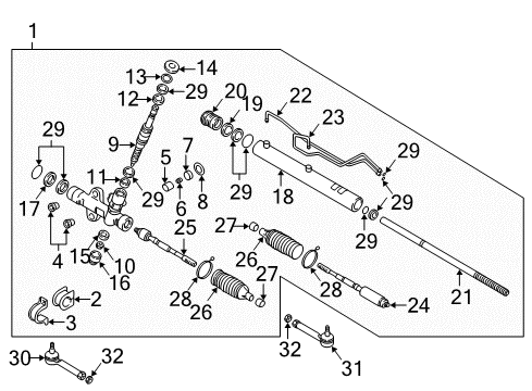 2003 Kia Sedona Steering Column & Wheel, Steering Gear & Linkage Yoke Support Diagram for 0K55232111