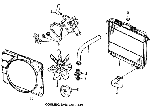 1995 Dodge Dakota Cooling System, Radiator, Water Pump, Cooling Fan Radiator Diagram for 52030113