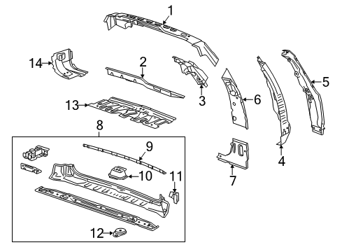 2018 Chevrolet Suburban Rear Body Side Frame Diagram for 23159074