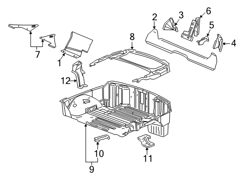 2013 Chevrolet Corvette Rear Body Panel, Floor & Rails Rear Floor Pan Diagram for 22851236