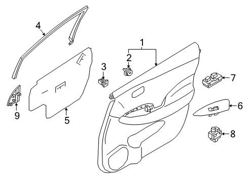 2018 Nissan Leaf Front Door SWTCH Mir CONTL Diagram for 25570-5SK0A