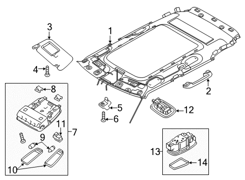 2019 Kia Soul EV Interior Trim - Roof Lamp Assembly-Rear PERSO Diagram for 92861B2000BF3