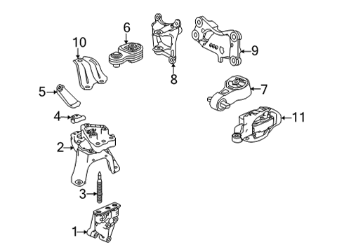 2022 Acura TLX Engine & Trans Mounting STOPPER Diagram for 50823-TVA-Y11