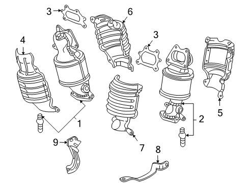 2007 Acura RL Exhaust Manifold Gasket, Exhaust Manifold Diagram for 18115-RJA-G01