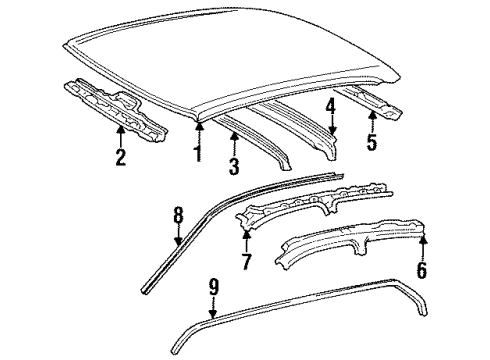 1997 Toyota Avalon Roof & Components Weatherstrip Diagram for 62382-AC012