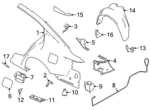 2022 Nissan Altima Quarter Panel & Components, Exterior Trim Protector-Chipping, Rear LH Diagram for 78865-6CA0A