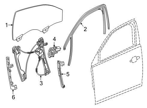 2020 Cadillac XT4 Front Door Fixed Glass Diagram for 84868265