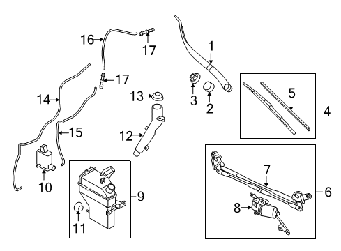 2010 Kia Soul Wiper & Washer Components Rear Wiper Arm Assembly Diagram for 988112K000