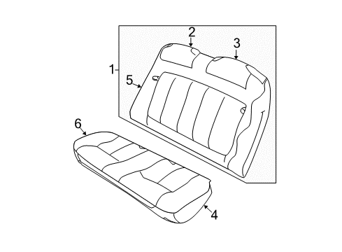 2003 Dodge Neon Rear Seat Components Rear Seat Cushion Diagram for XL391L5AA