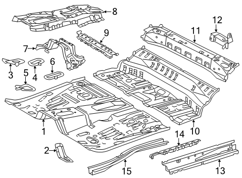 2013 Scion iQ Pillars, Rocker & Floor - Floor & Rails Front Floor Pan Diagram for 58111-74010