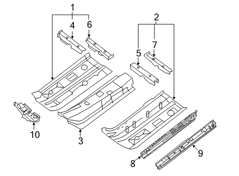 2019 Nissan Sentra Pillars, Rocker & Floor - Floor & Rails Floor-Front, RH Diagram for G4320-4AFAA