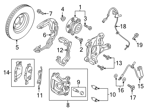 2017 Ford Edge Brake Components Front Hub Diagram for K2GZ-1104-A