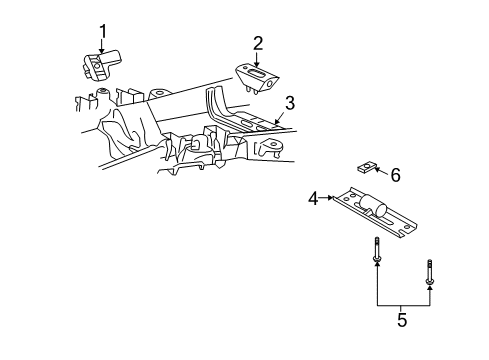 2004 Lincoln Navigator Engine & Trans Mounting Transmission Crossmember Diagram for 2L1Z-6A023-FA